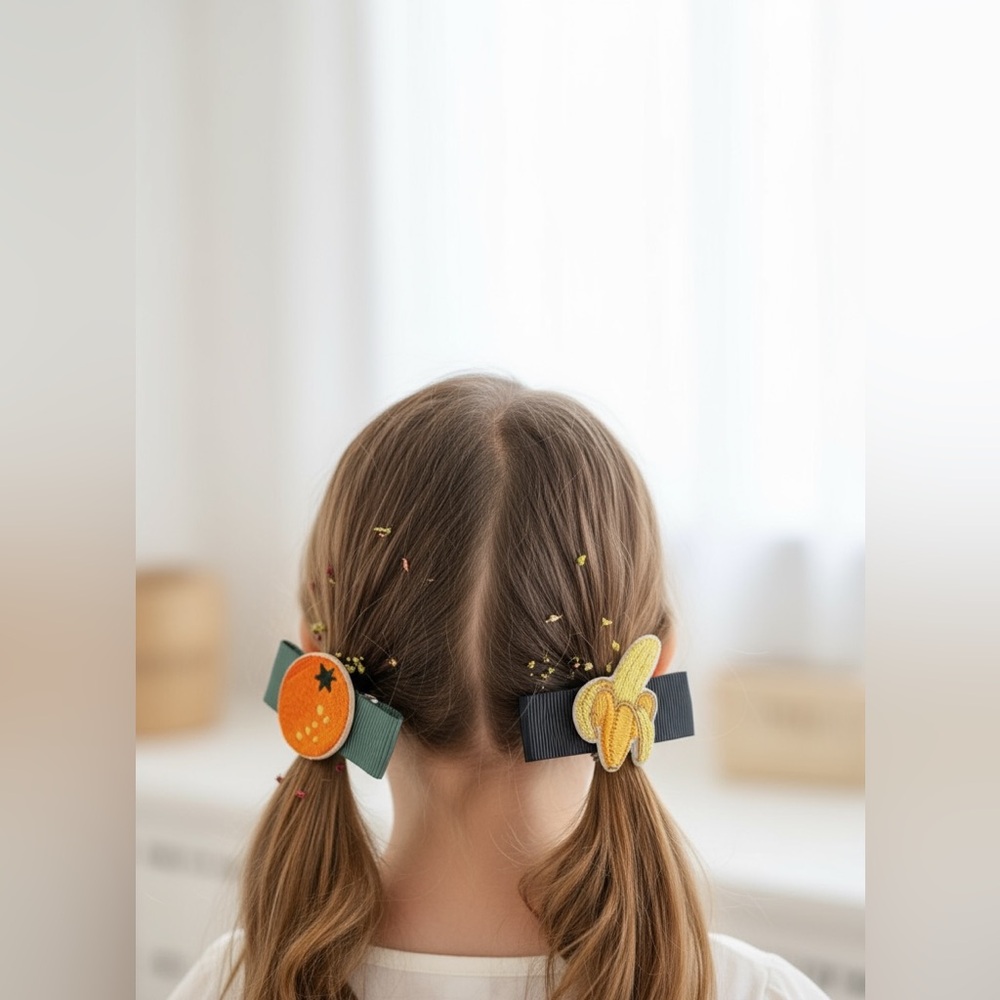 Kids Embroidered Fruit Hair Clips